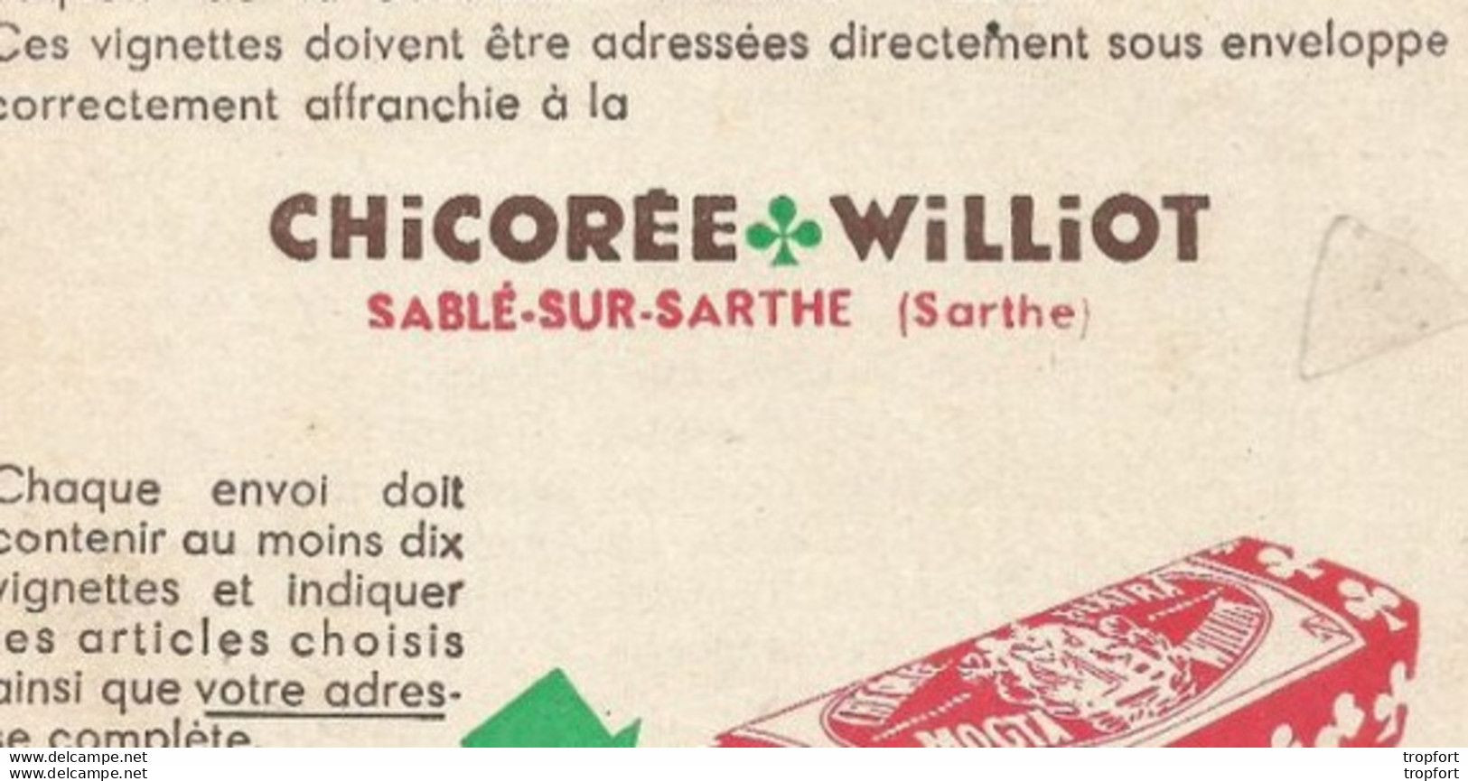 Vintage / Rare Publicité Affichette Publicitaire Sable Sur SARTHE Chicorée WILLIOT - Publicités