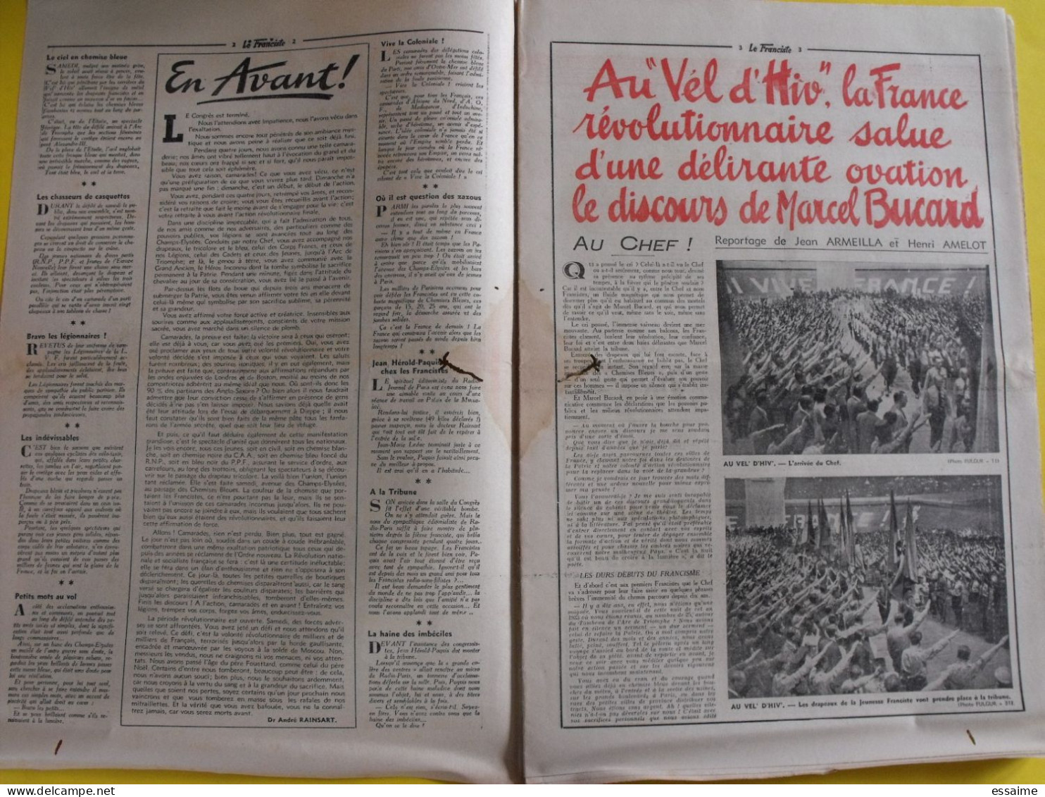 Le Franciste N° 281  Du Samedi 10 Juillet 1943. Marcel Bucard. Francisme Collaboration Milice Guiraud Ramelot Congrès - Andere & Zonder Classificatie