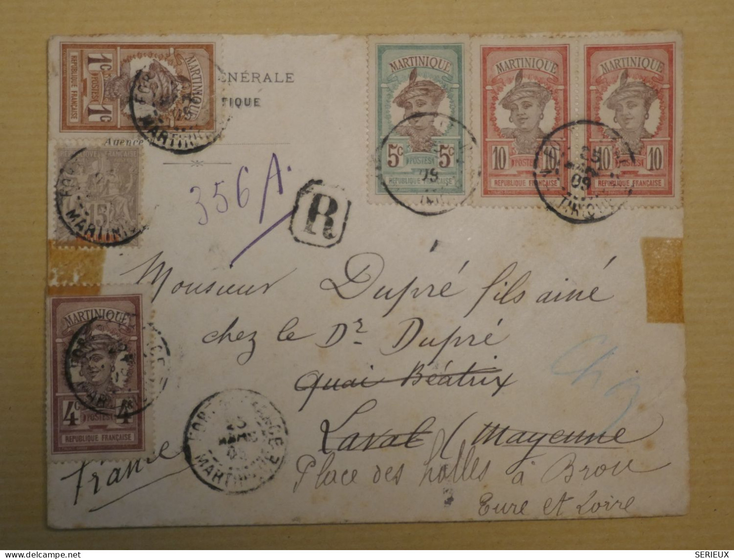 DN7 MARTINIQUE   BELLE LETTRE   1909   A  LAVAL  FRANCE REDISTRIB.  + AFF. INTERESSANT+++ - Cartas & Documentos