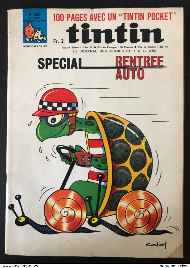 TINTIN Le Journal Des Jeunes N° 988 - Numéro Spécial Rentrée Auto- 1967 - Tintin