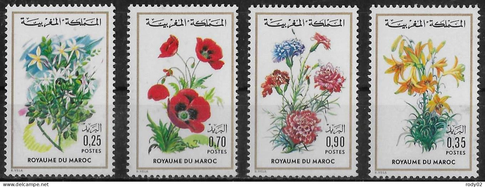 MAROC - FLEURS - N° 717 A 720 - NEUF** MNH - Andere & Zonder Classificatie