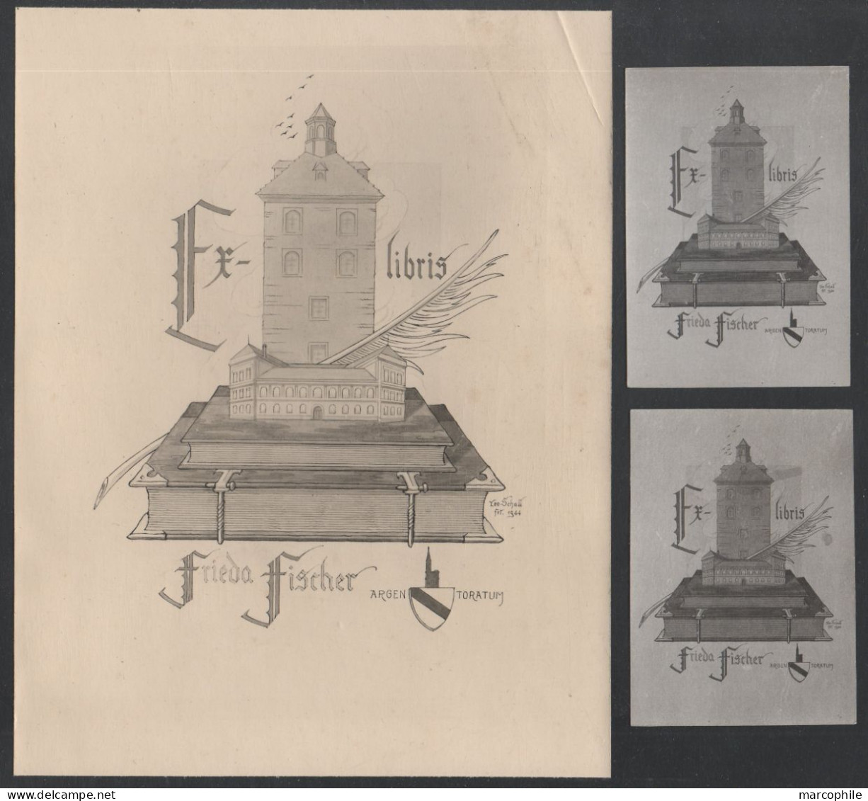 ALSACE - STRASBOURG - ARGENTORATUM / 1944 EX-LIBRIS (3) FRIEDA FISCHER (ref 8600) - Ex-Libris