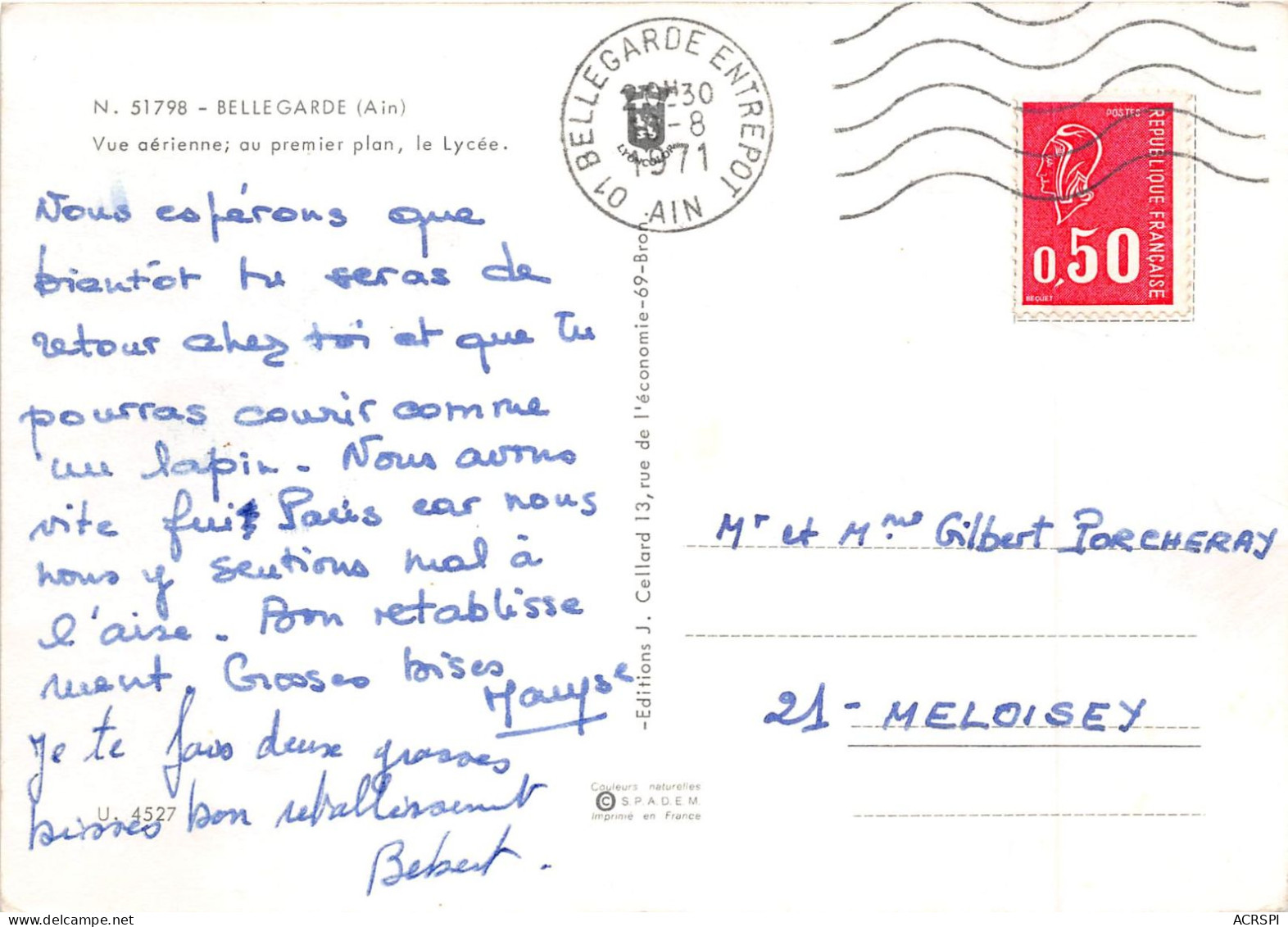 BELLEGARDE Vue Aerienne Au Premier Plan Le Lycee 11(scan Recto-verso) MA917 - Bellegarde-sur-Valserine