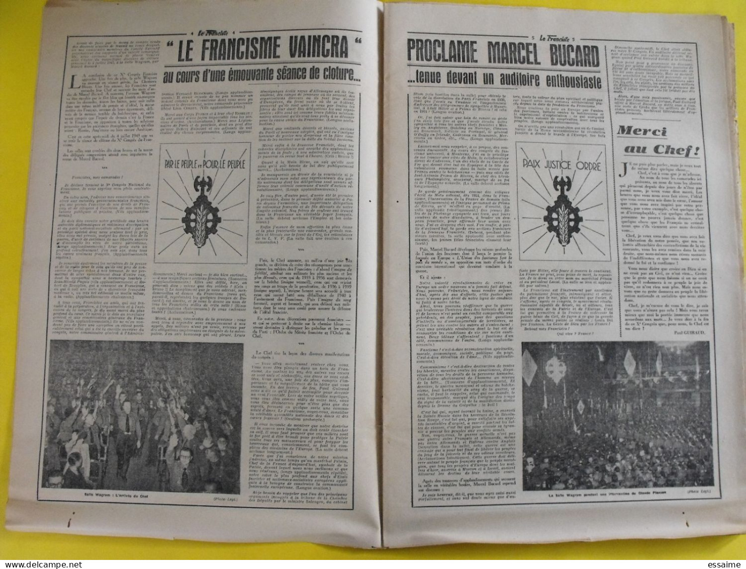 Le Franciste N° 282  Du Samedi 17 Juillet 1943. Marcel Bucard. Francisme Collaboration Milice Planson Maurer Congrès - Andere & Zonder Classificatie