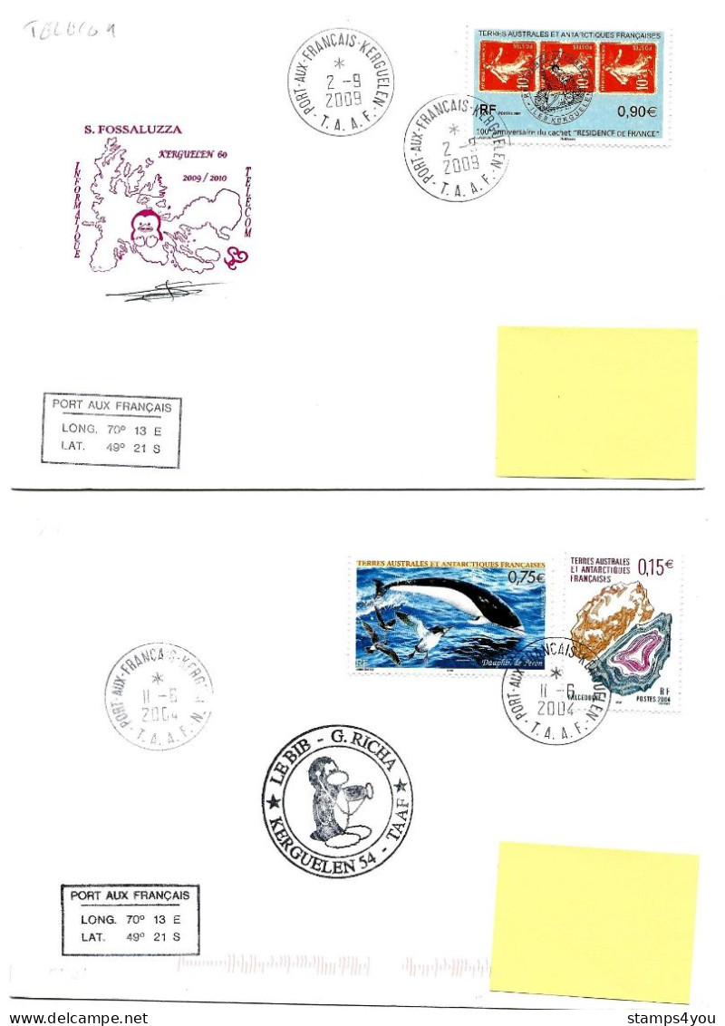 PO - 33 - 4 Plis Kerguelen Avec Cachets Illustrés - Covers & Documents