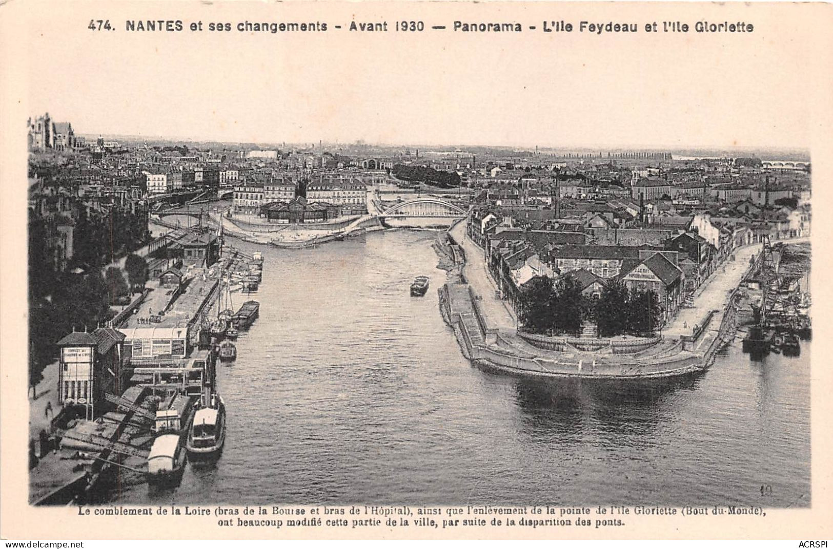 NANTES Et Ses Changements Avant 1930 Panorama L Ile Feydeau L Ile Gloriette 17(scan Recto-verso) MA947 - Nantes