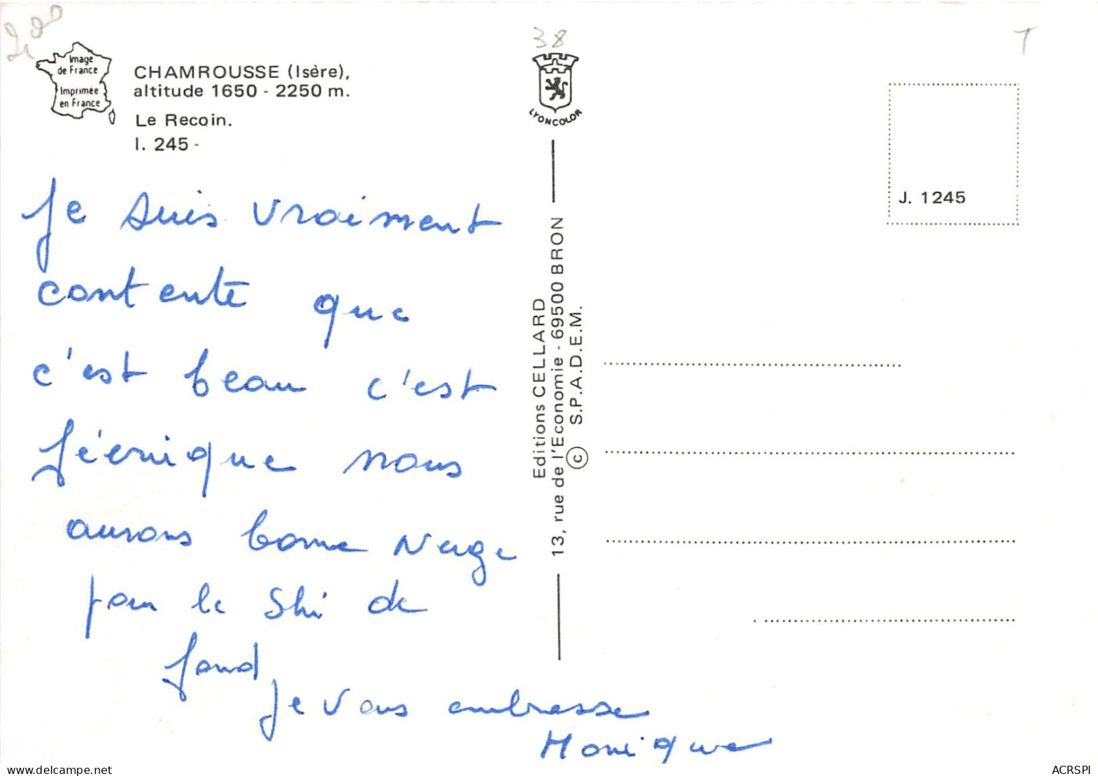CHAMROUSSE Altitude 1650 2250m Le Recoin 14(scan Recto-verso) MA942 - Chamrousse