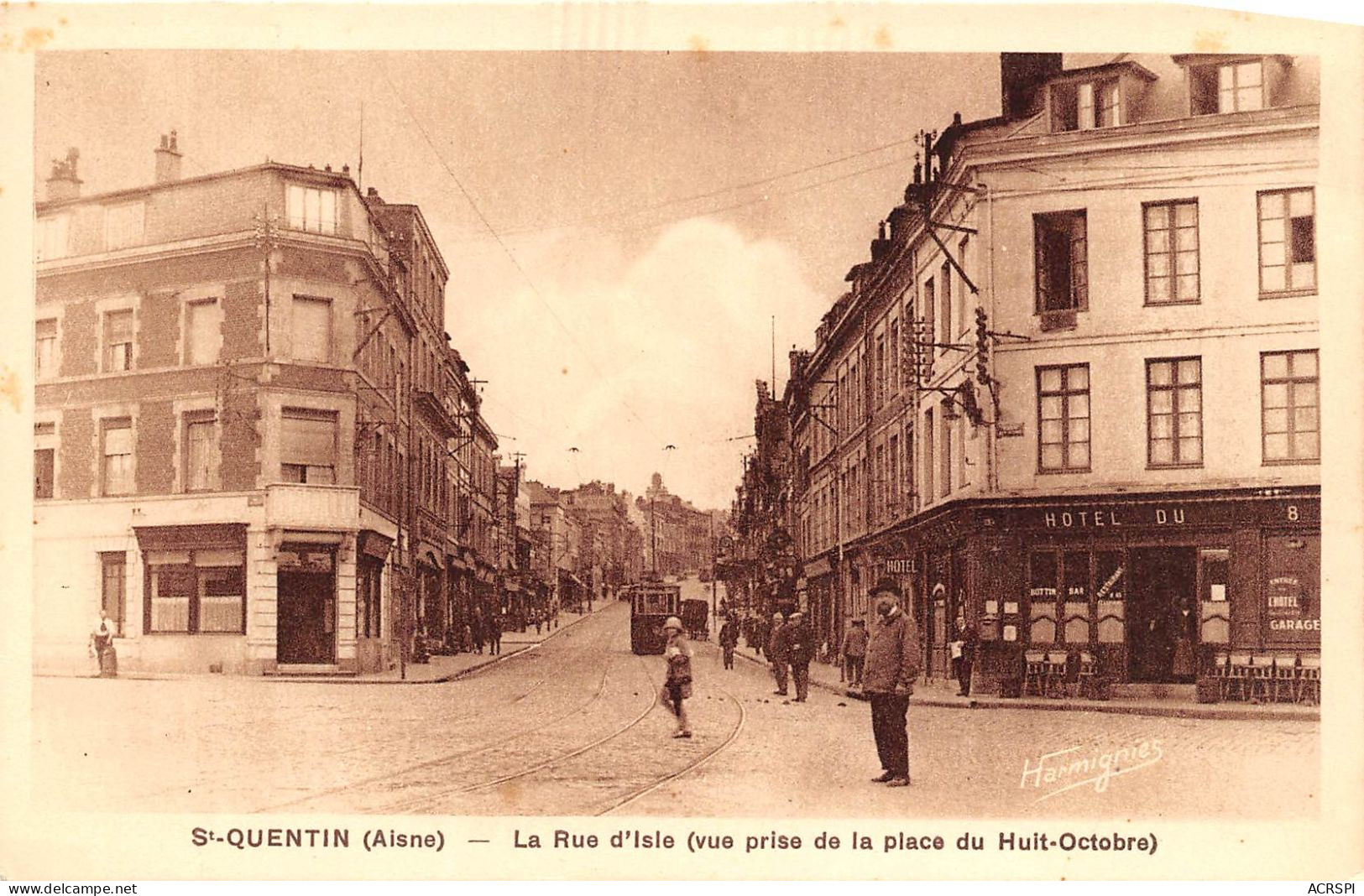 ST QUENTIN La Rue D Isle Vue Prise De La Place Du Huit Octobre  2(scan Recto-verso) MA969 - Saint Quentin