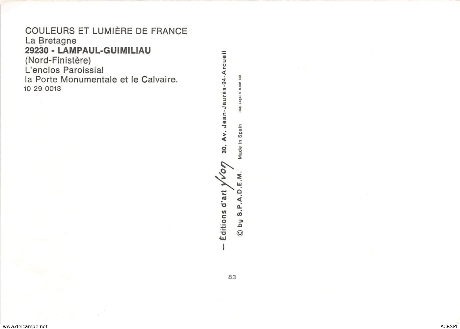LAMPAUL GUIMILIAU L Enclos Paroissial Le Porte Monumentale Et Le Calvaire 14(scan Recto-verso) MA968 - Lampaul-Guimiliau