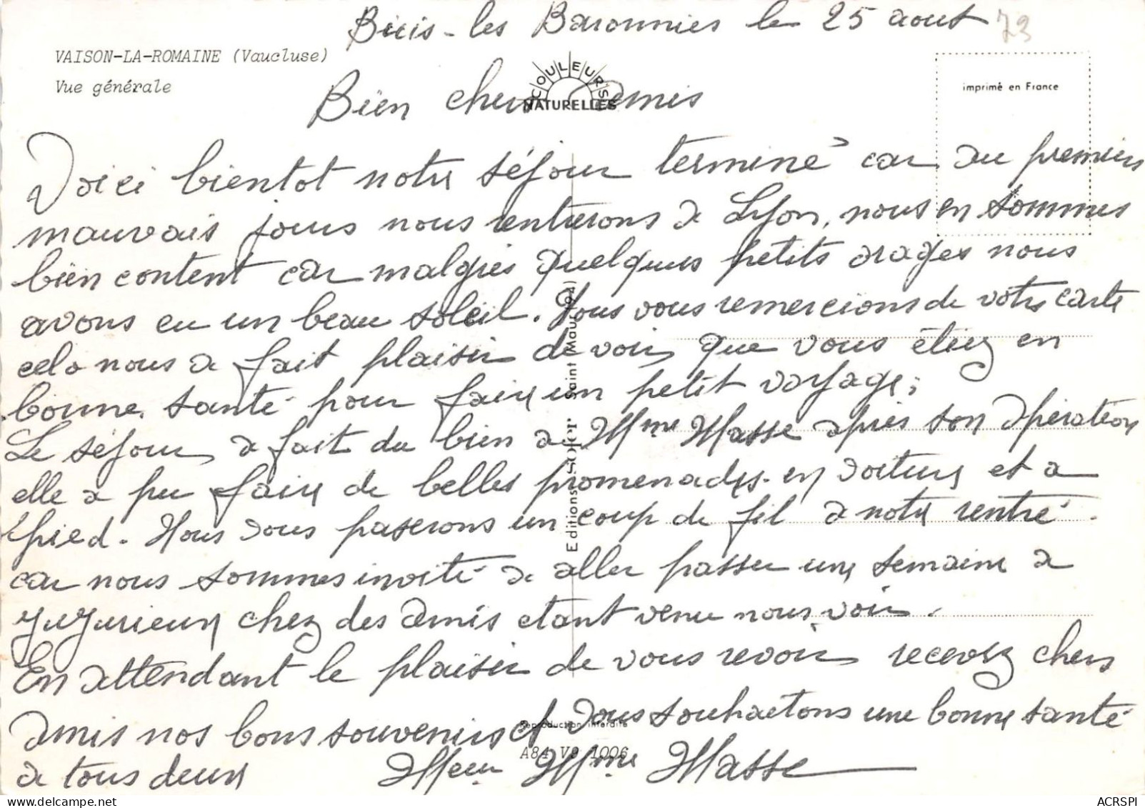 VAISON LA ROMAINE Vue Generale 28(scan Recto-verso) MA958 - Vaison La Romaine