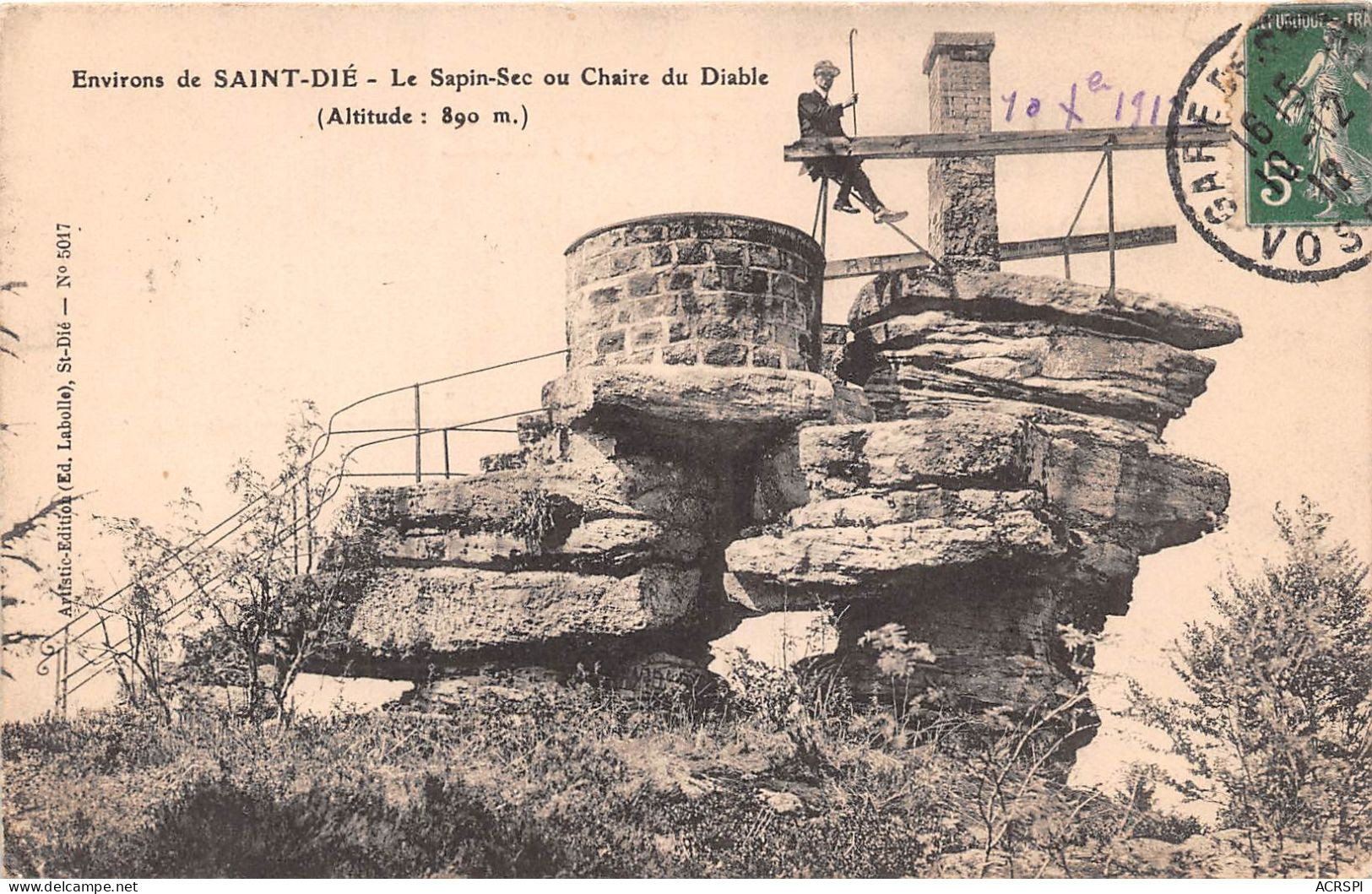 Environs De SAINT DIE Le Sapin Sec Ou Chaire Du Diable Altitude 890m 21(scan Recto-verso) MA988 - Saint Die