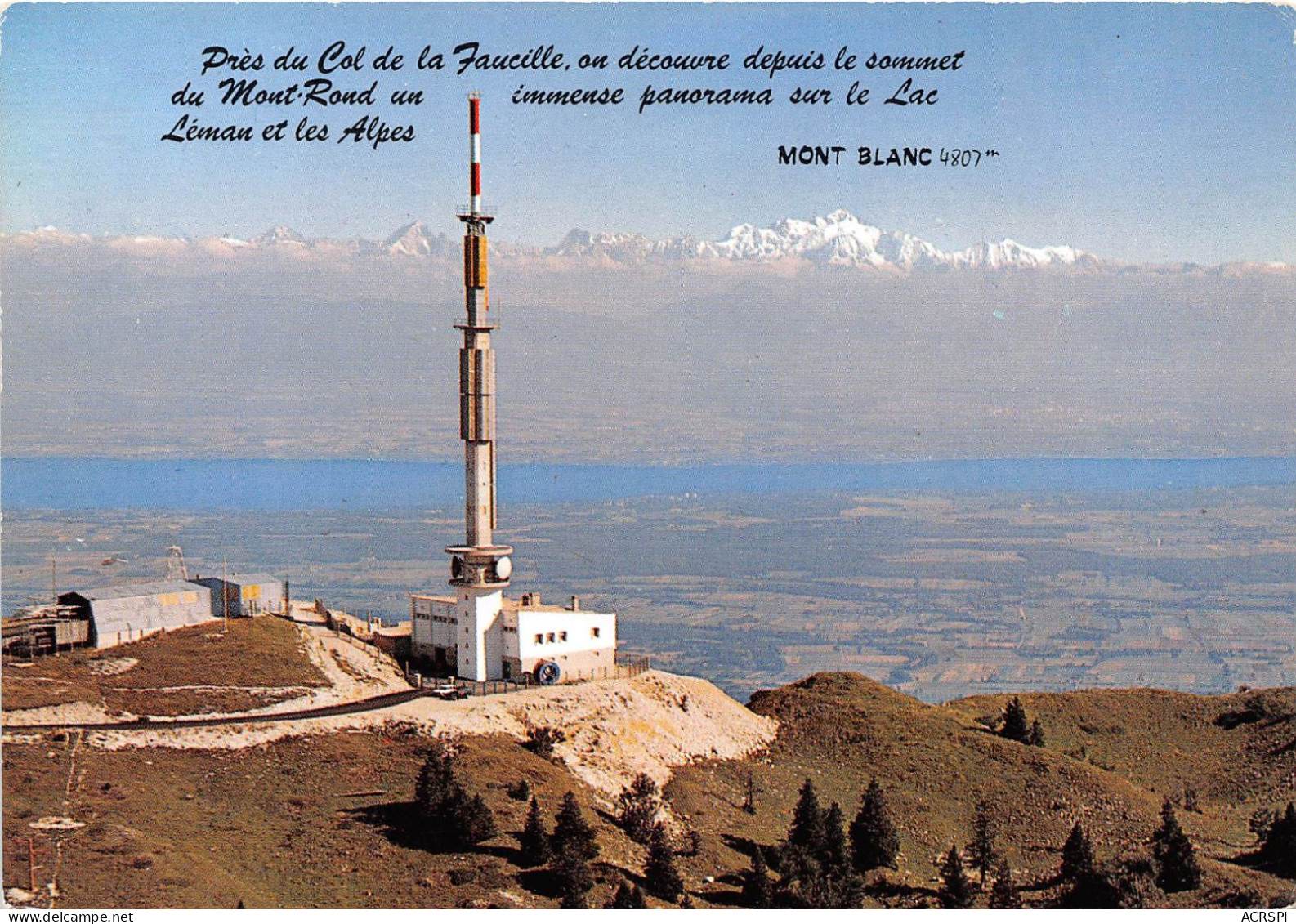 LES MONTS DU JURA La Tour De Television Du Mont Rond Alt 1600m En Second Plan Le Lac Leman 12(scan Recto-verso) MA988 - Gex