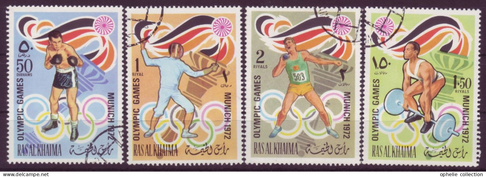 Asie - Ras-el-Khaima - Munich 72 Olympic Games - 5 Timbres Différents - 7029 - Ras Al-Khaima