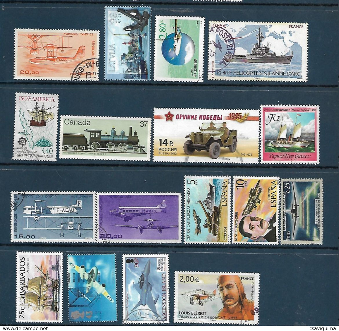 Transport: Set 17 Stamps, Used, Hinged (#001) - Autres & Non Classés
