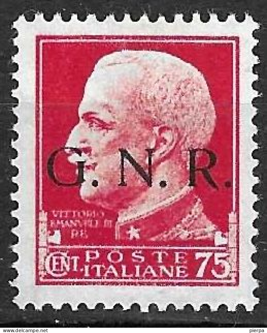 ITALIA R.S.I. - 1943 - IMPERIALE C. 75 SOPRASTAMPATO G.N.R. - NUOVO MNH** (YVERT 9 - MICHEL 9 - SS 478) - Ungebraucht