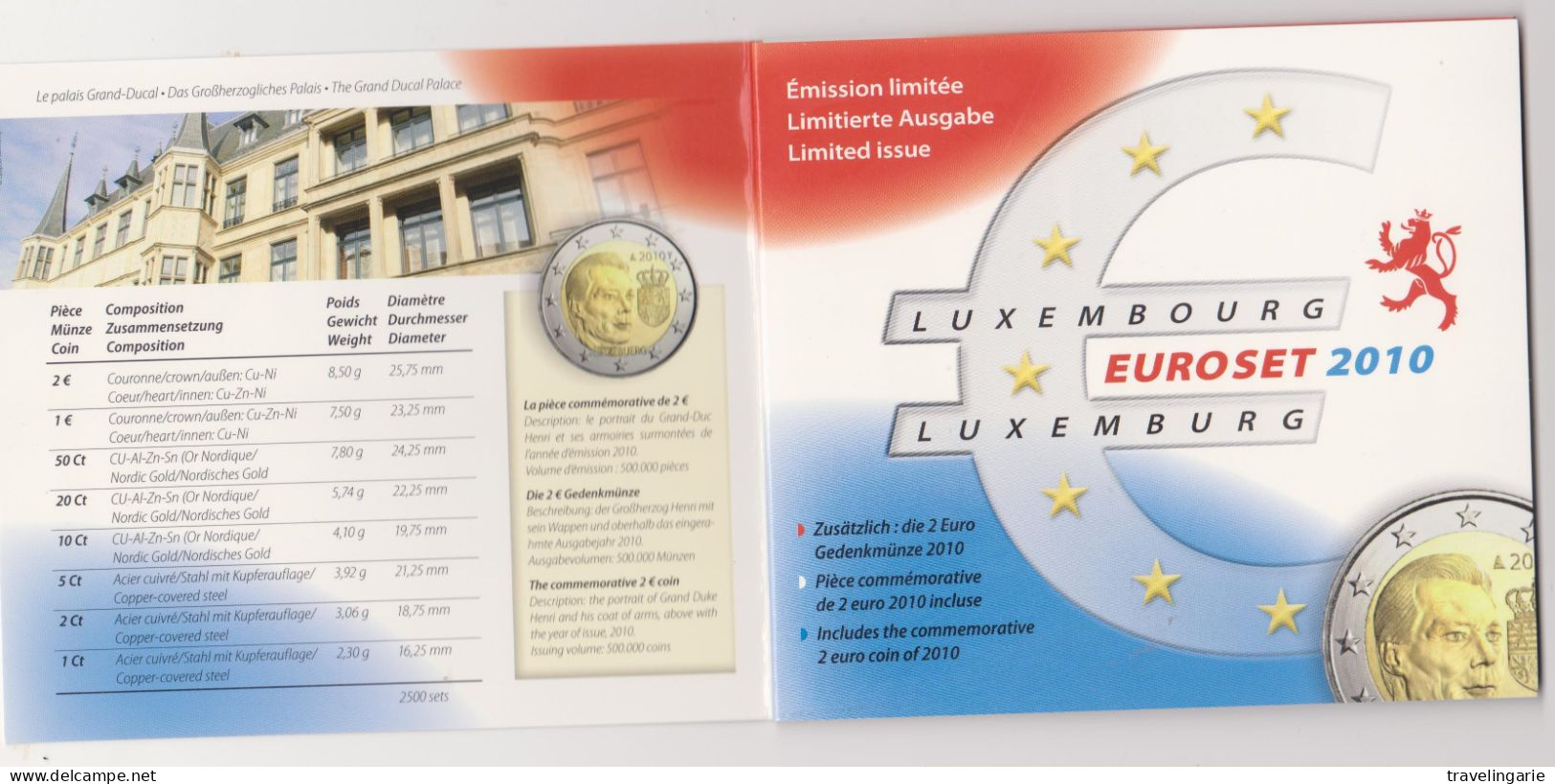 Luxemburg 2010 Euro Set BU/UNC Issue Only 2500 Sets - Luxemburg