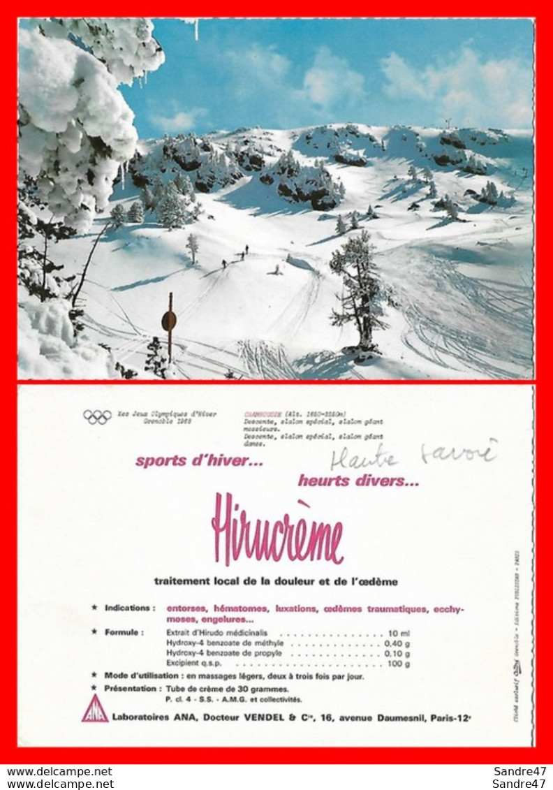 CPSM/gf (38)  CHAMROUSSE.  J.O D'hiver Grenoble 1968. Les Pistes. Pub Hirucrème, Docteur Vendel...H295 - Chamrousse