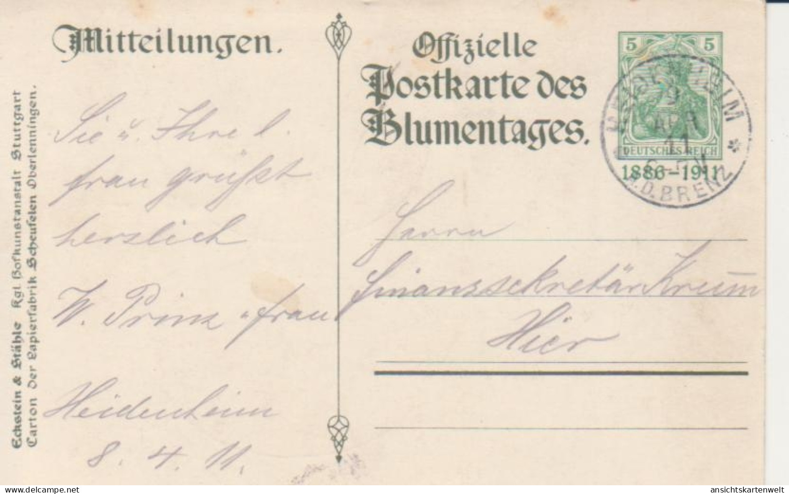 Silberne Hochzeit D. Württemberg. Königspaares 8. April 1911 Gl1911 #221.413 - Royal Families