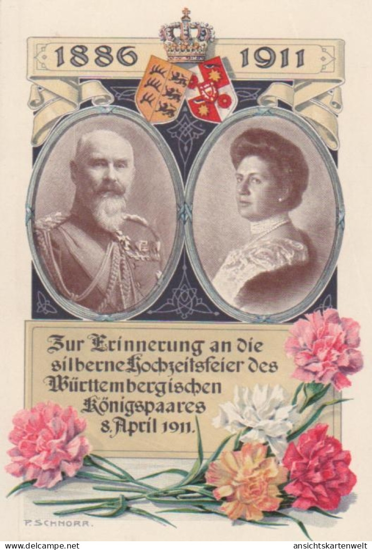 Silberne Hochzeit D. Württemberg. Königspaares 8. April 1911 Ngl #221.412 - Royal Families