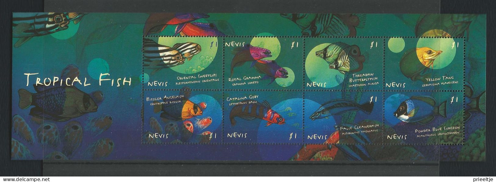 Nevis 2000 Tropical Fish Sheet Y.T. 1360/1367 ** - St.Kitts Und Nevis ( 1983-...)