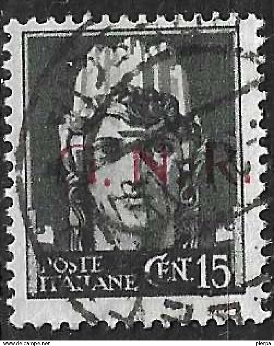 ITALIA R.S.I. - 1943 - IMPERIALE C. 15 SOPRASTAMPATO G.N.R. - USATO* (YVERT 4 - MICHEL 3 - SS 472) - Usados