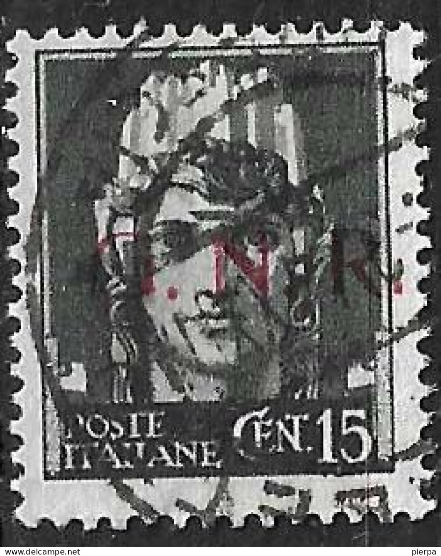 ITALIA R.S.I. - 1943 - IMPERIALE C. 15 SOPRASTAMPATO G.N.R. - USATO* (YVERT 4 - MICHEL 3 - SS 472) - Used