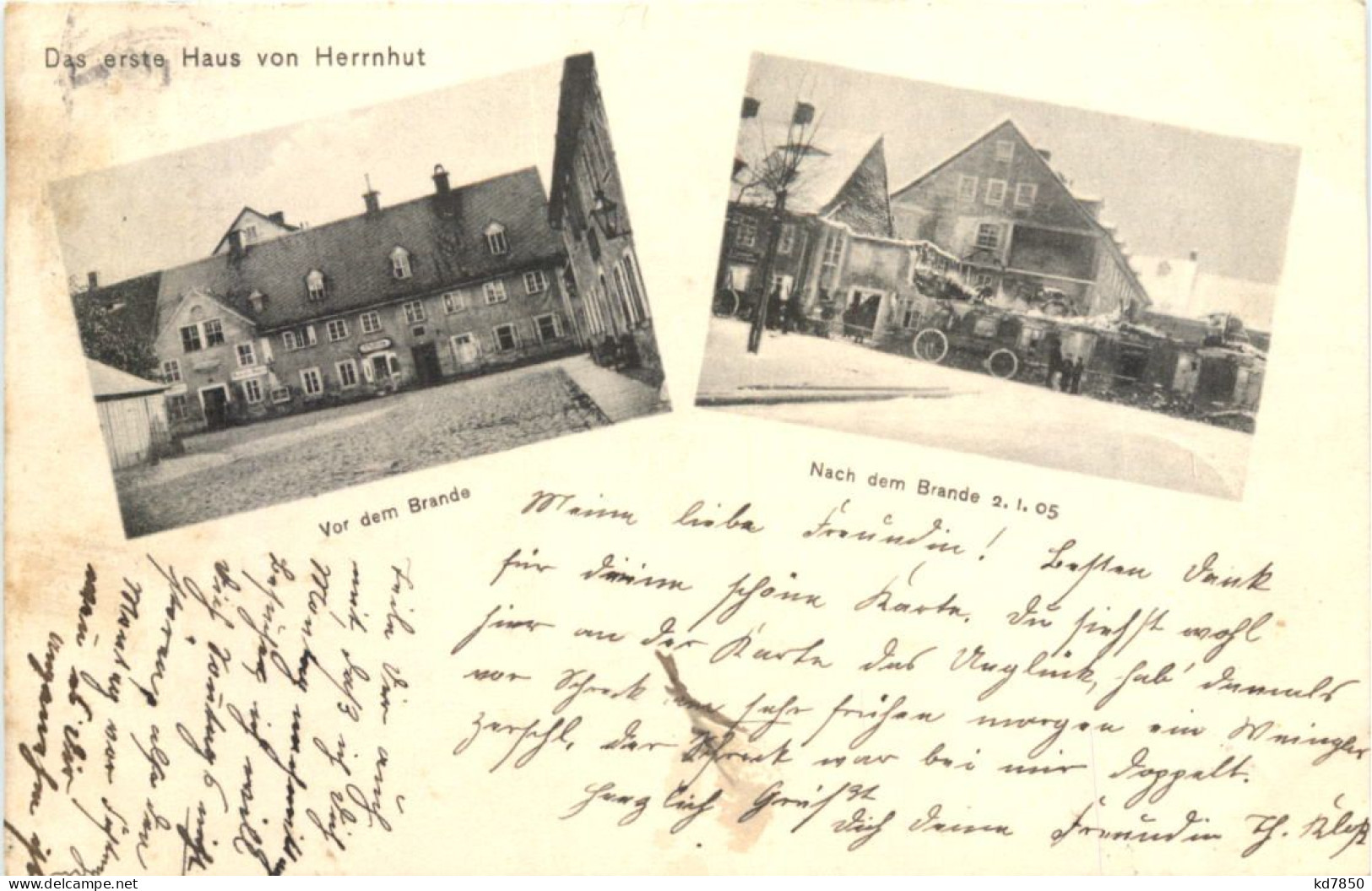 Herrnhut In Sachsen - Das Erste Haus Vor Und Nach Dem Brande - Herrnhut