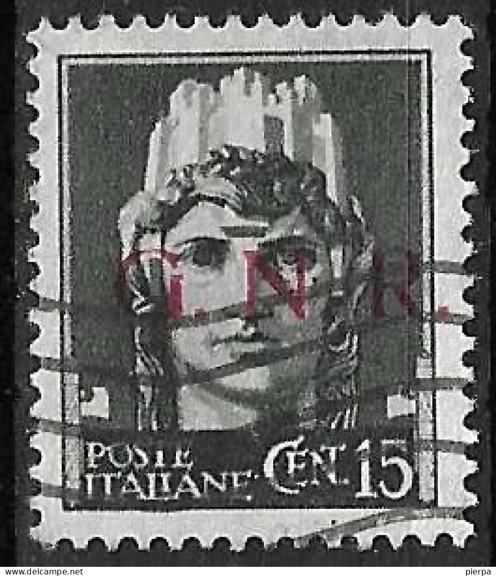 ITALIA R.S.I. - 1943 - IMPERIALE C. 15 SOPRASTAMPATO G.N.R. - USATO (YVERT 4 - MICHEL 3 - SS 472) - Usados