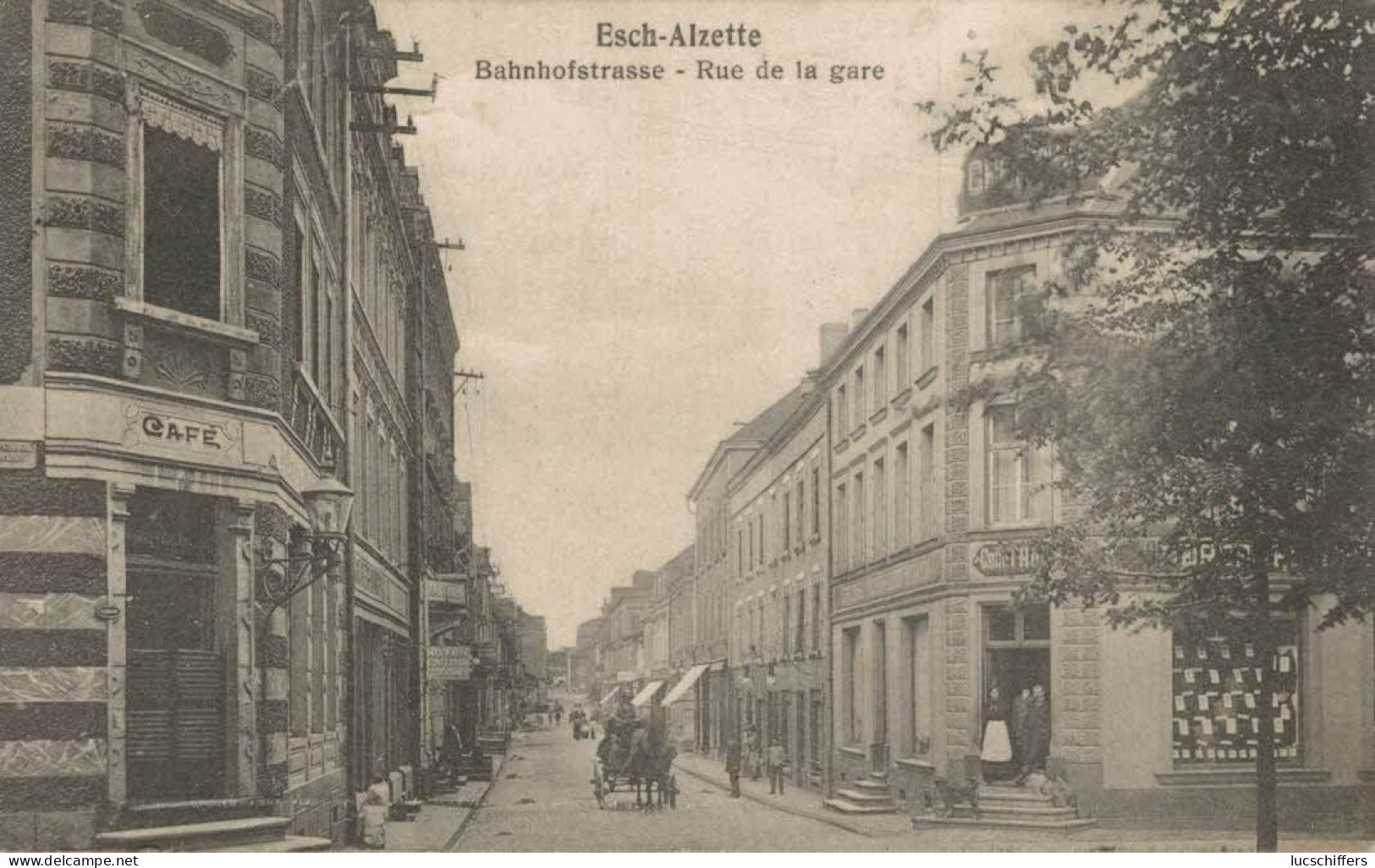 Esch-Alzette - Bahnhofstrasse - Rue De La Gare - Attelage - 2 Scans - Esch-Alzette