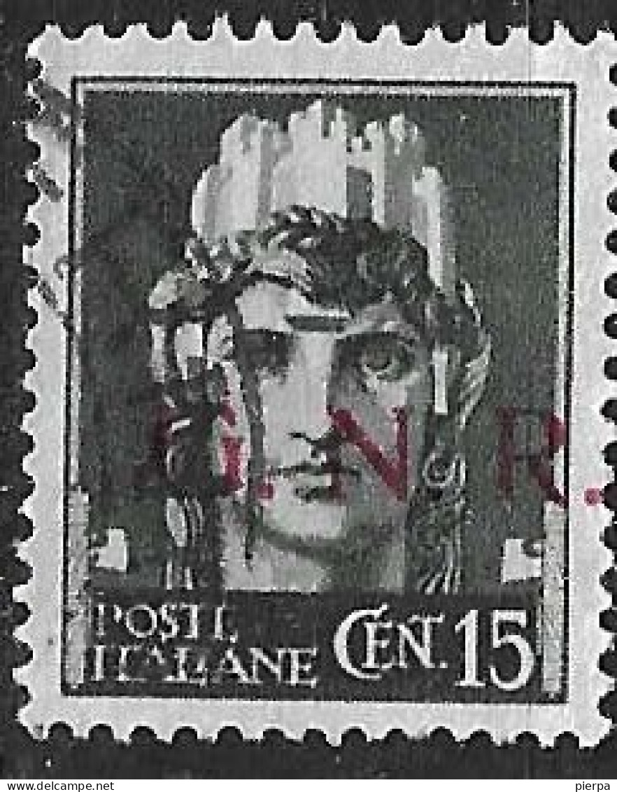 ITALIA R.S.I. - 1943 - IMPERIALE C. 15 SOPRASTAMPATO G.N.R. - USATO (YVERT 4 - MICHEL 3 - SS 472) - Used