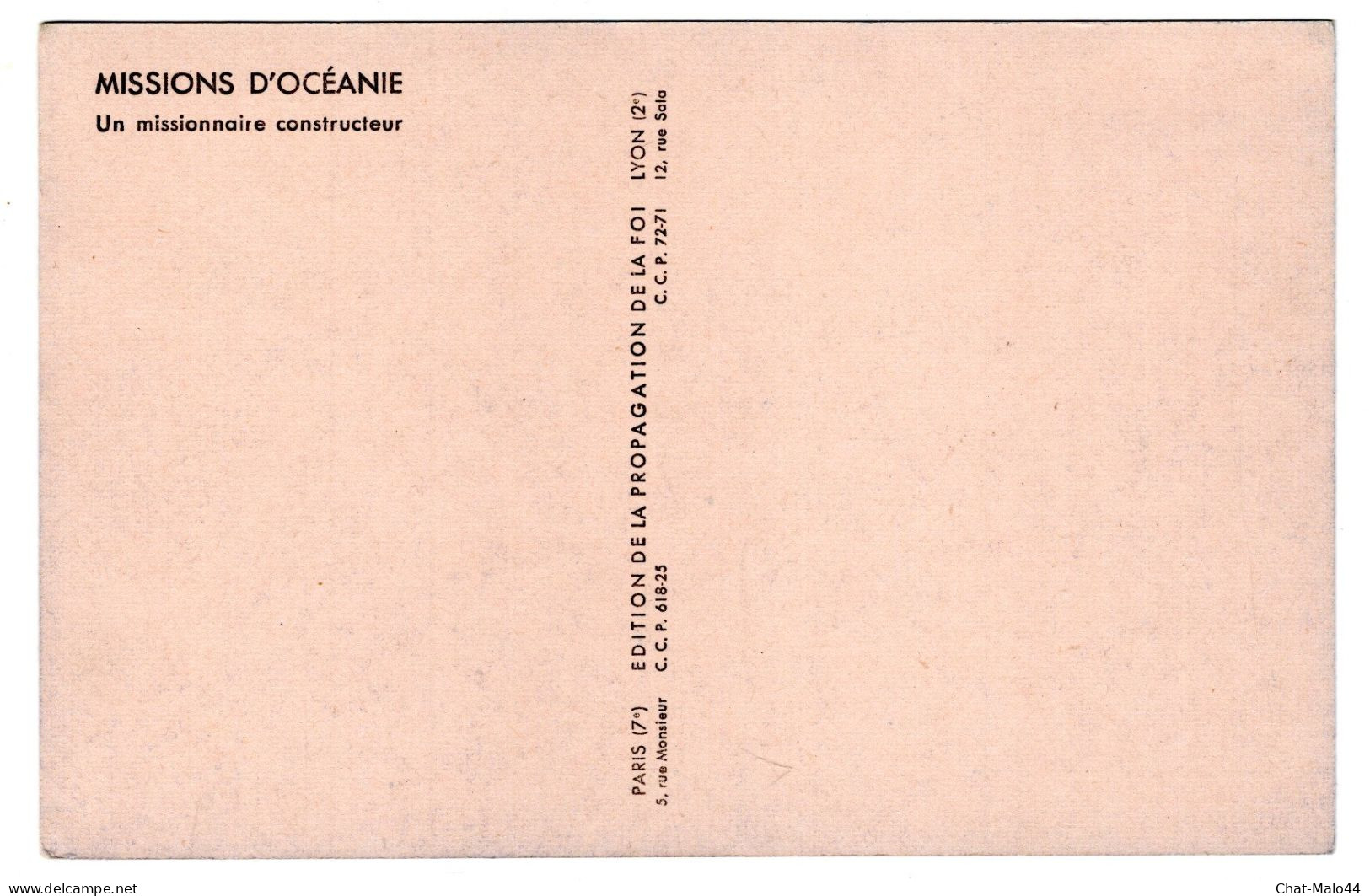 Missions D'Océanie. Un Missionnaire Constructeur. Carte Postale. Edition De La Propagation De La Foi, Lyon - Other & Unclassified