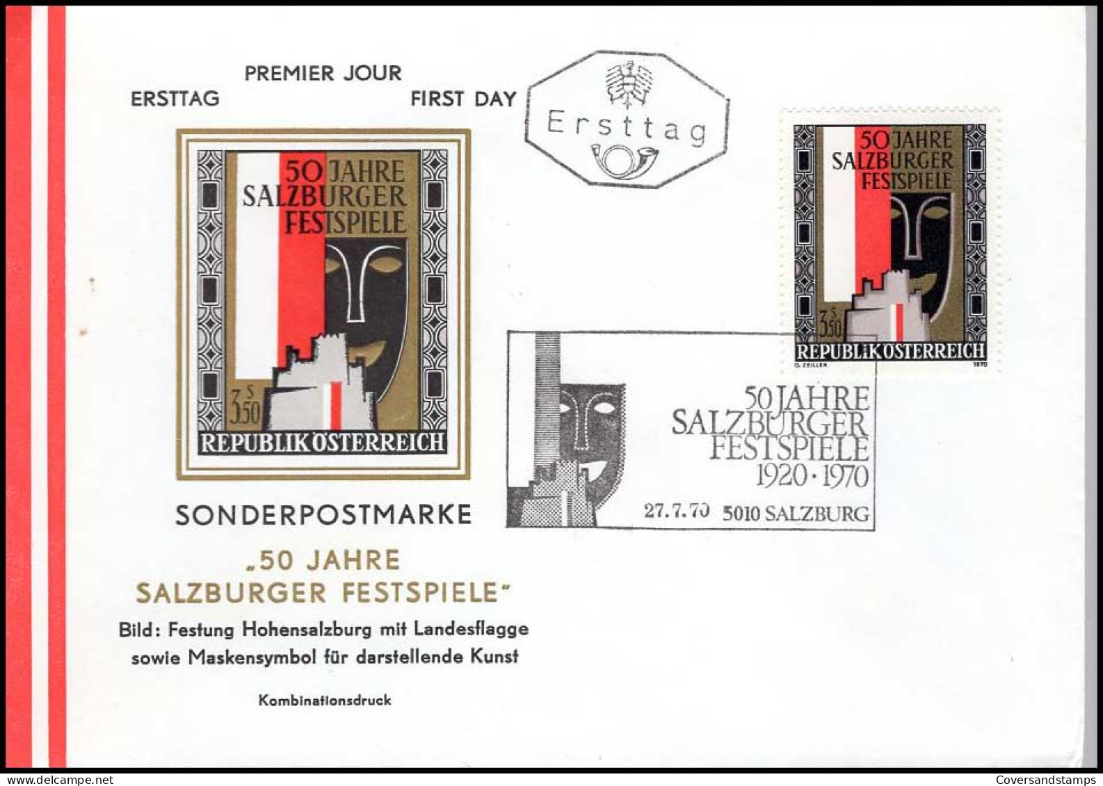 Sonderpostmarke '50 Jahre Salzburger Festspiele' - FDC