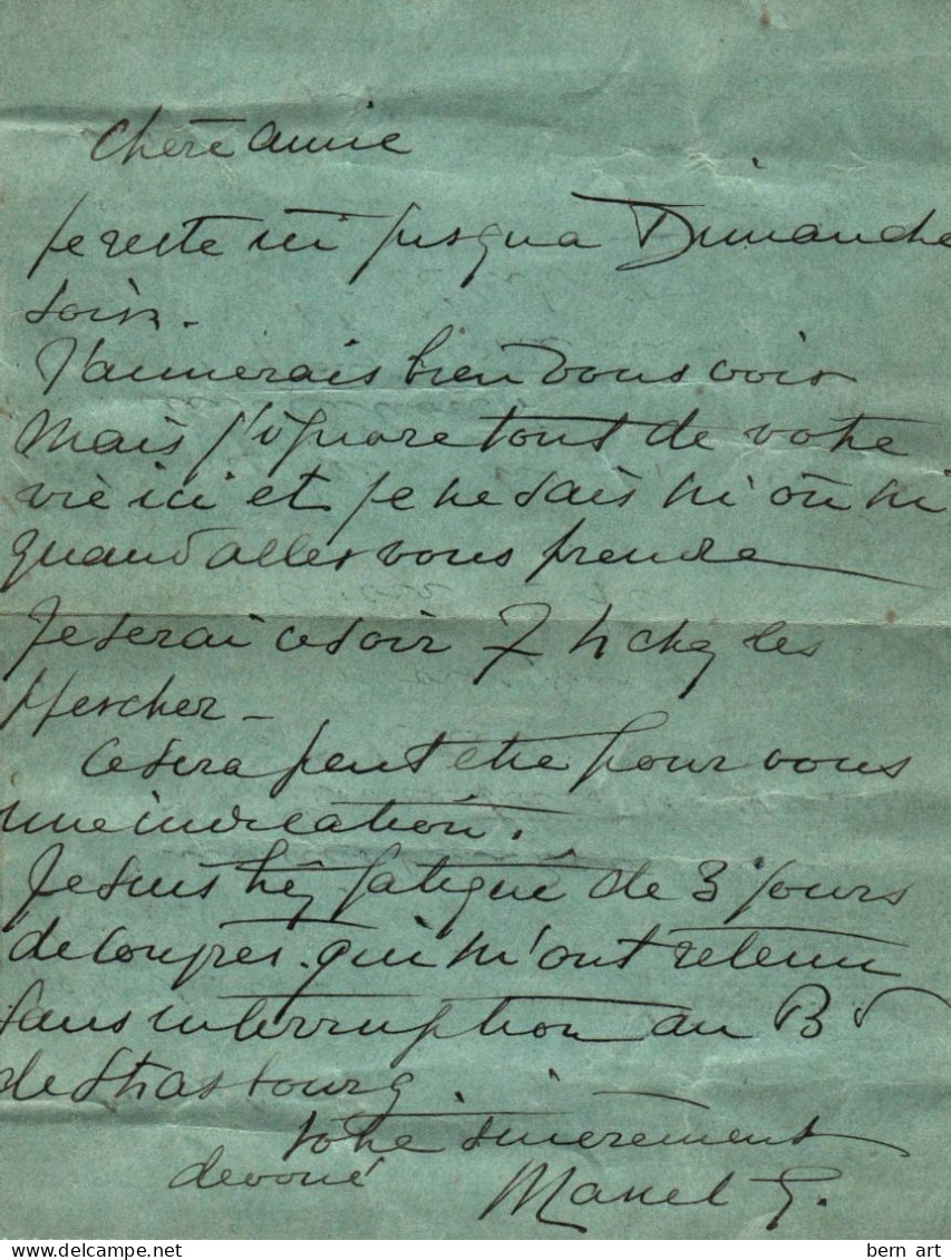 Carte Pneumatique Bleue Adressée à Charlotte Ruter Paris 1909 Adresse Inconnue Facteur Mr Villant - Poste & Facteurs