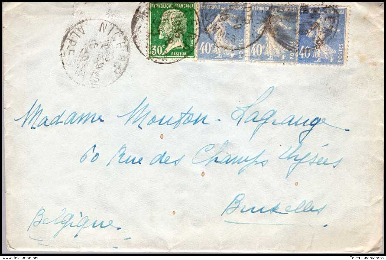 Cover To Bruxelles, Belgium - 1906-38 Semeuse Camée