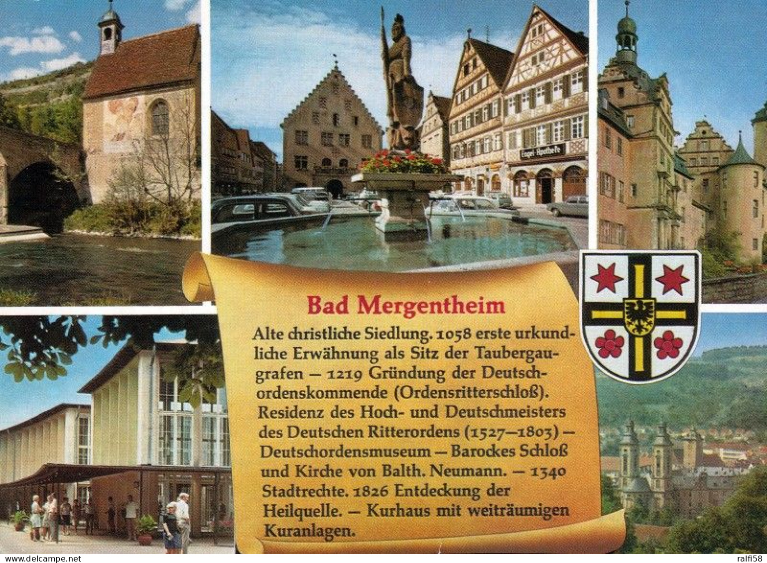 2 AK Germany / B-W * 2 Chronikkarten Der Stadt Bad Mergentheim Mit Wappen, Schloß, Rathaus, Schloßkirche, Mineralquelle - Bad Mergentheim