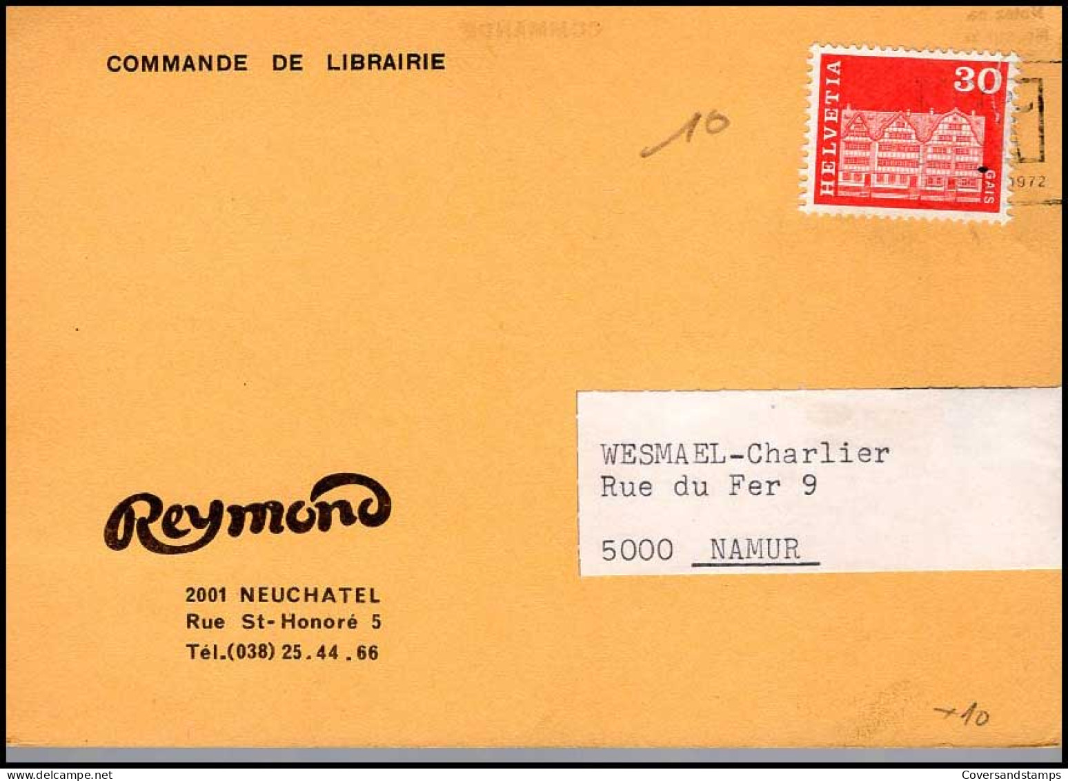 Postkarte Nach Namur, Belgium - 'Reymond, Neuchatel' - Brieven En Documenten