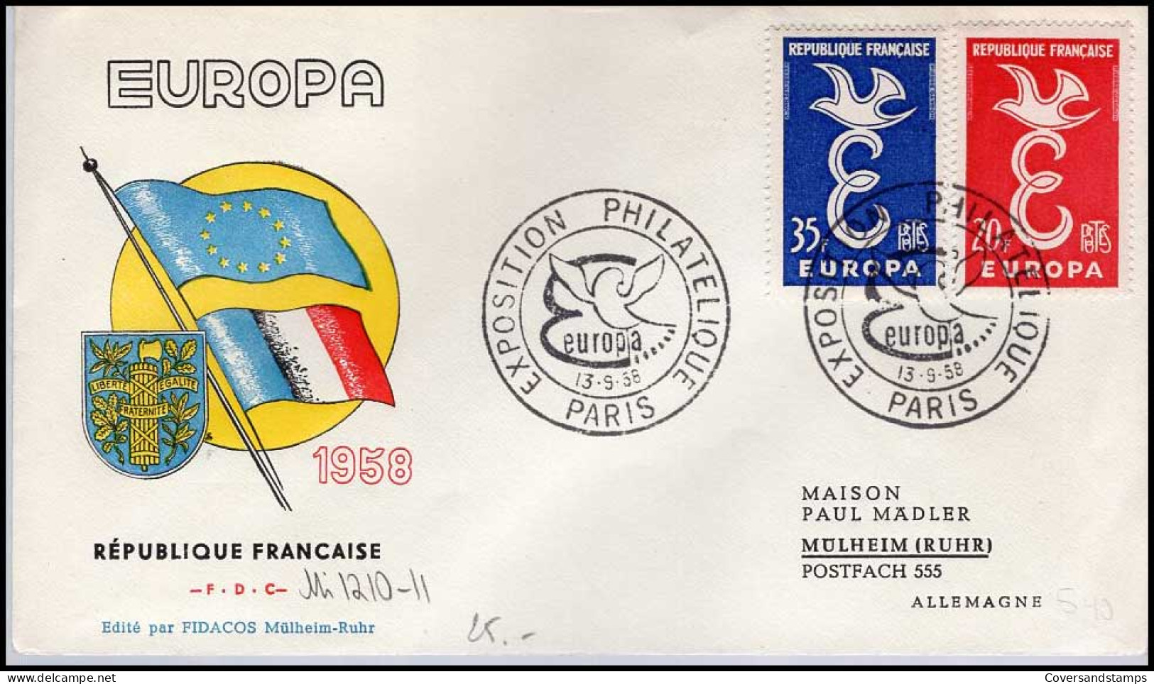 FDC - France - Europa CEPT 1958 - 1958