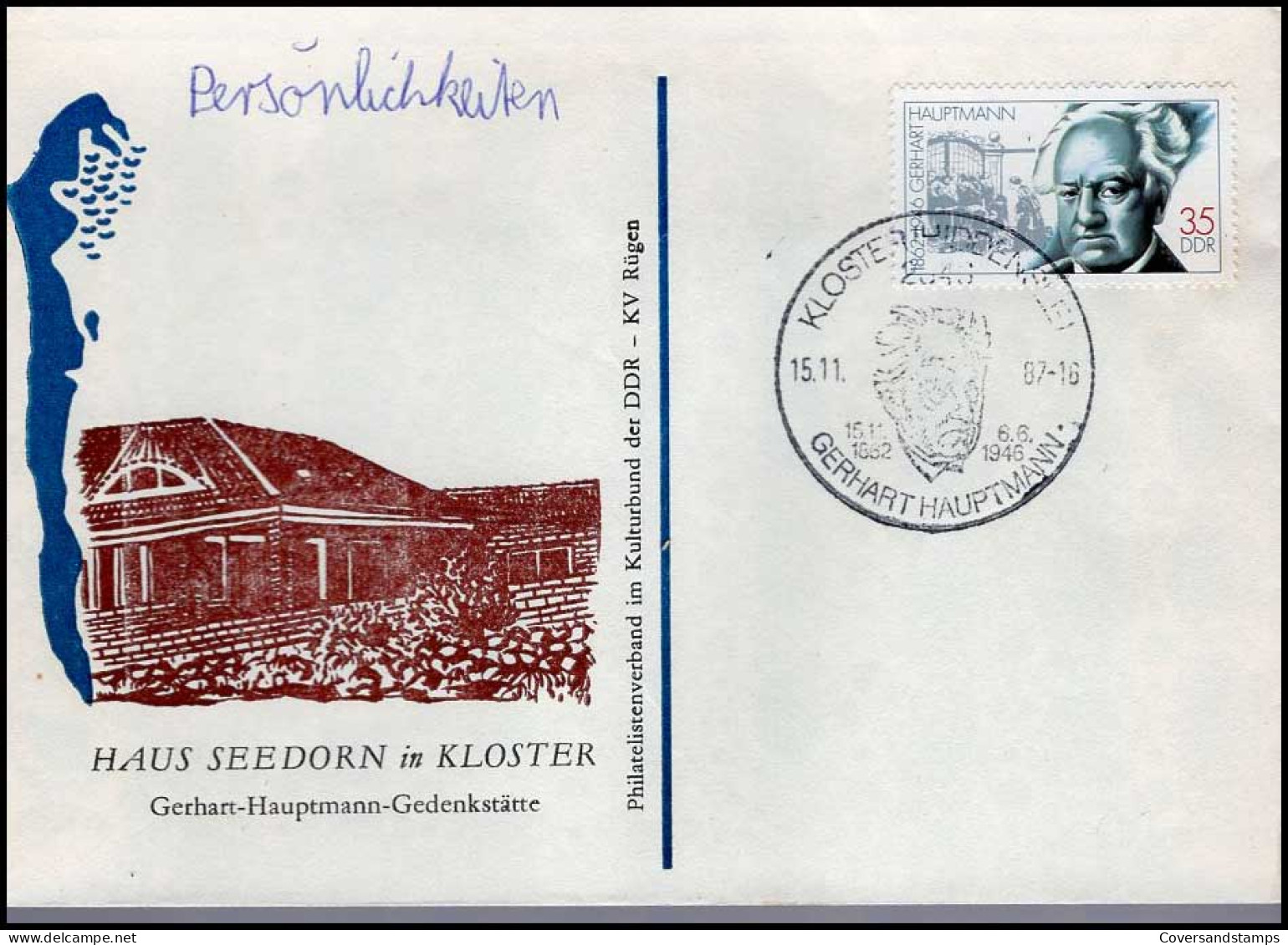 FDC - Haus Seedorn In Kloster, Gerhart-Hauptmann Gedenkstätte - Other & Unclassified