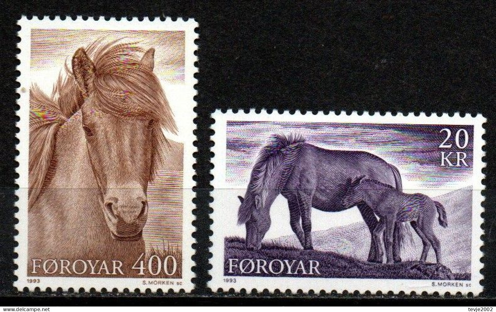 Färöer 1993 - Mi.Nr. 250 - 251 - Postfrisch MNH - Tiere Animals Pferde Horses - Caballos