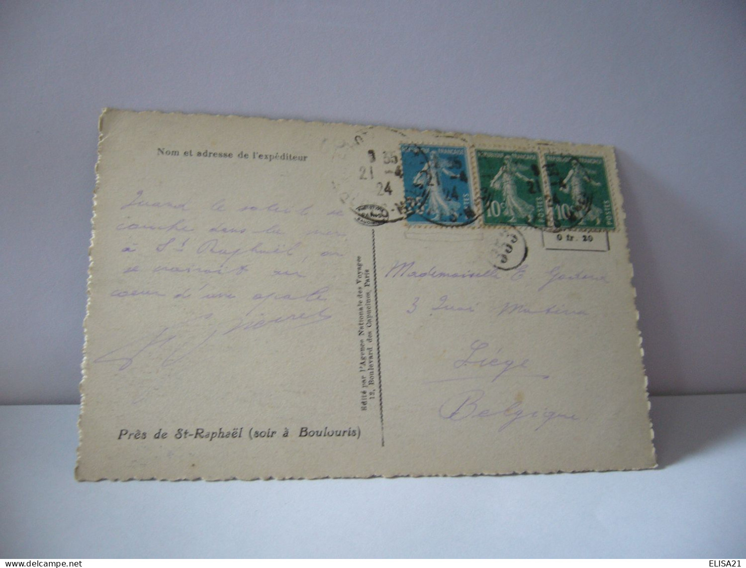 PRES DE ST RAPHAEL SOIR A BOULOURIS   83 VAR  CPA 1924 - Boulouris