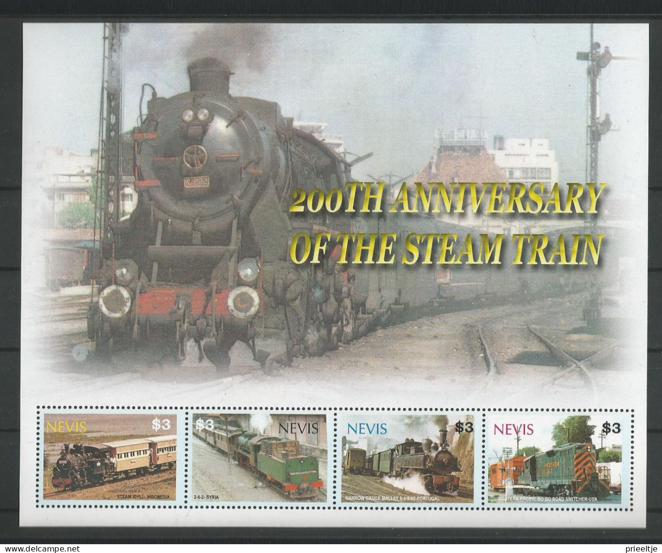 Nevis 2004 Steam Train Bicentenary Sheet  Y.T. 1780/1783 ** - St.Kitts Und Nevis ( 1983-...)