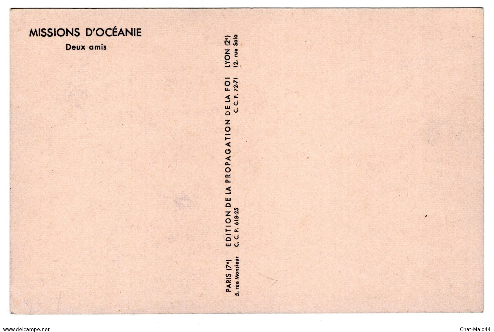 Missions D'Océanie. Deux Amis. Carte Postale. Edition De La Propagation De La Foi, Lyon - Other & Unclassified