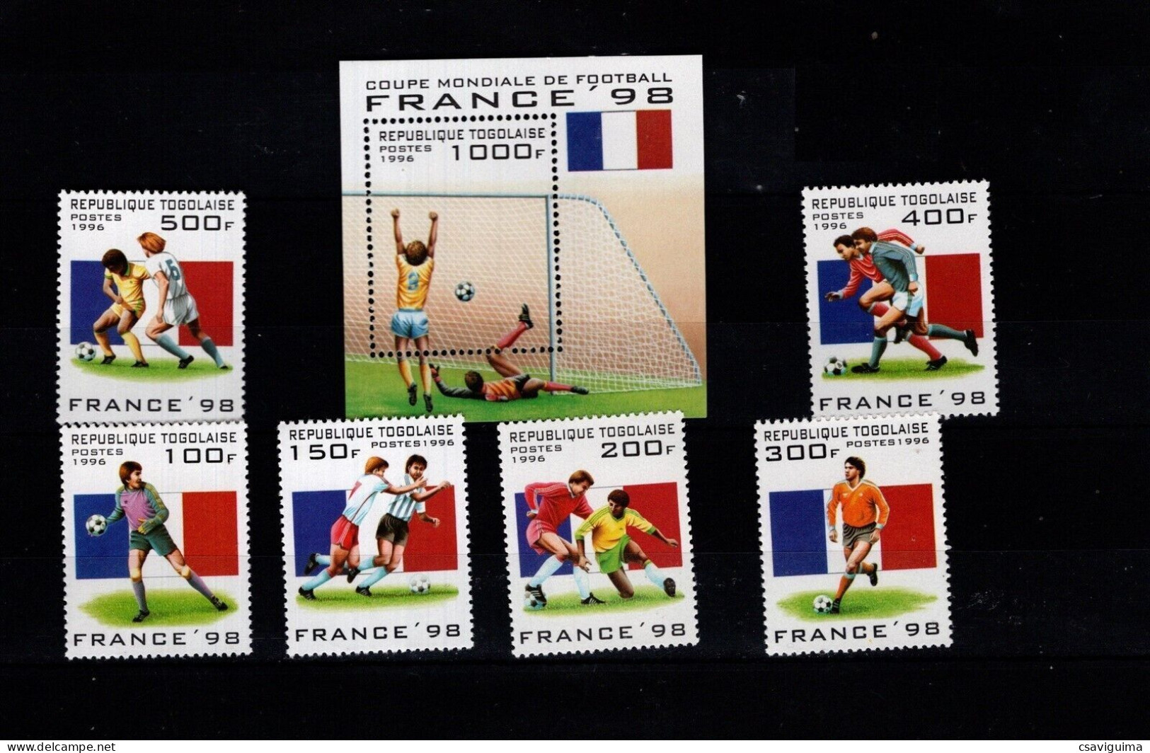 Togo - 1996 - World Cup: France 1998 - Yv 1439/44 + Bf 300 - 1998 – France