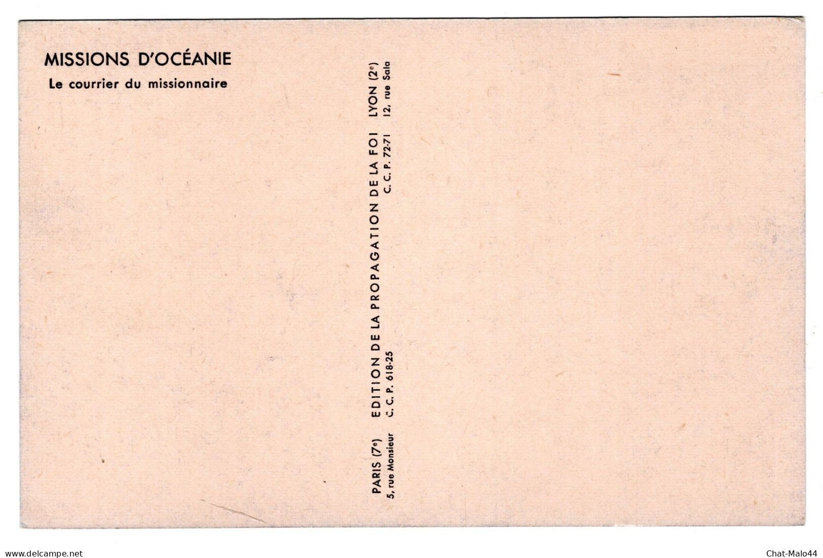 Missions D'Océanie. Le Courrier Du Missionnaire. Carte Postale. Edition De La Propagation De La Foi, Lyon - Andere & Zonder Classificatie