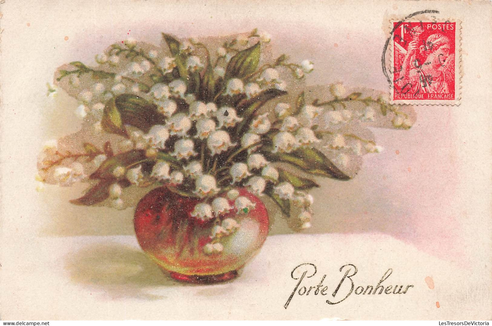FLEURS, PLANTES & ARBRES - Fleurs Dans Une Vase -  Porte Bonheur - Colorisé - Carte Postale Ancienne - Blumen