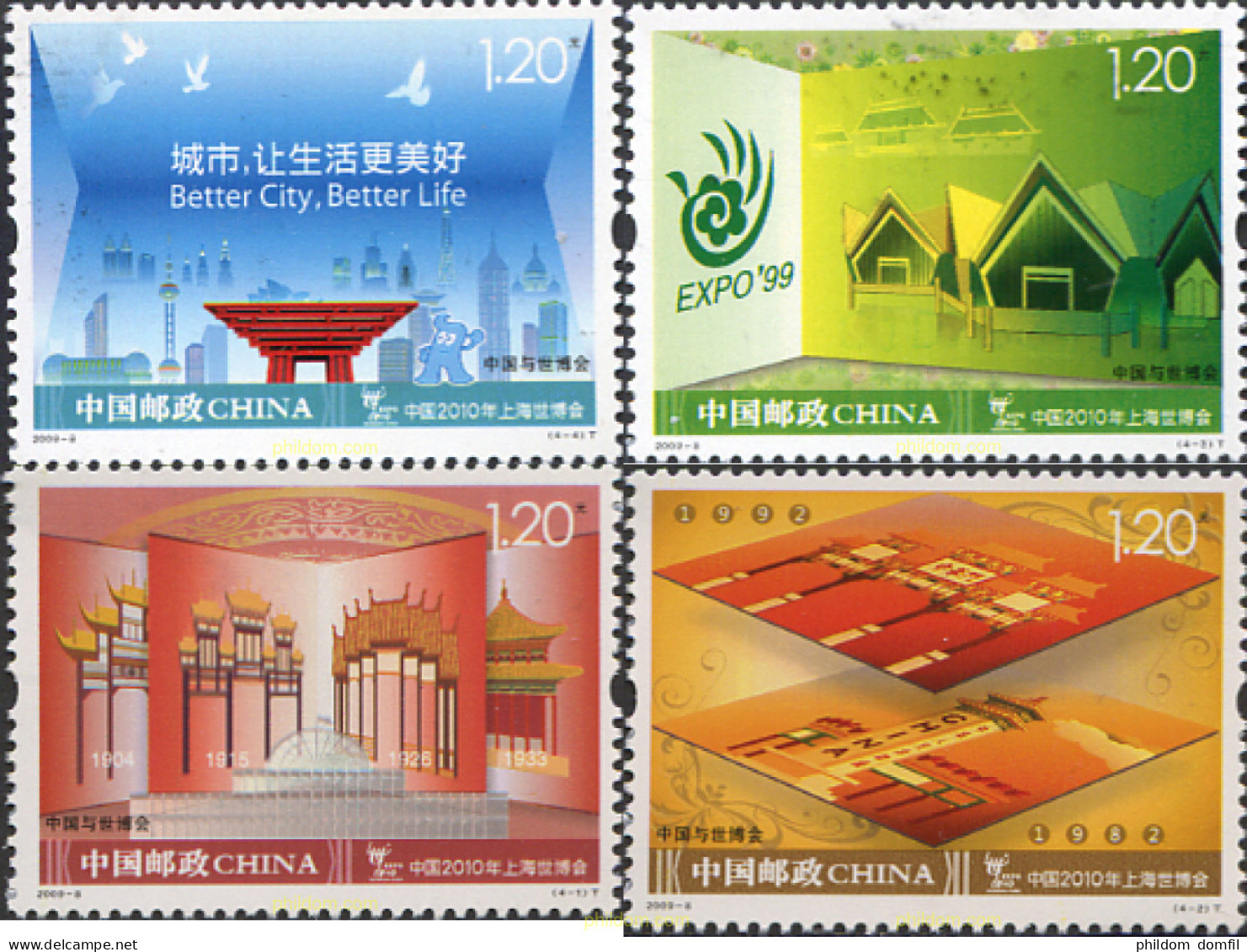 232123 MNH CHINA. República Popular 2009 MEJOR CIUDAD - MEJOR VIDA - Ungebraucht