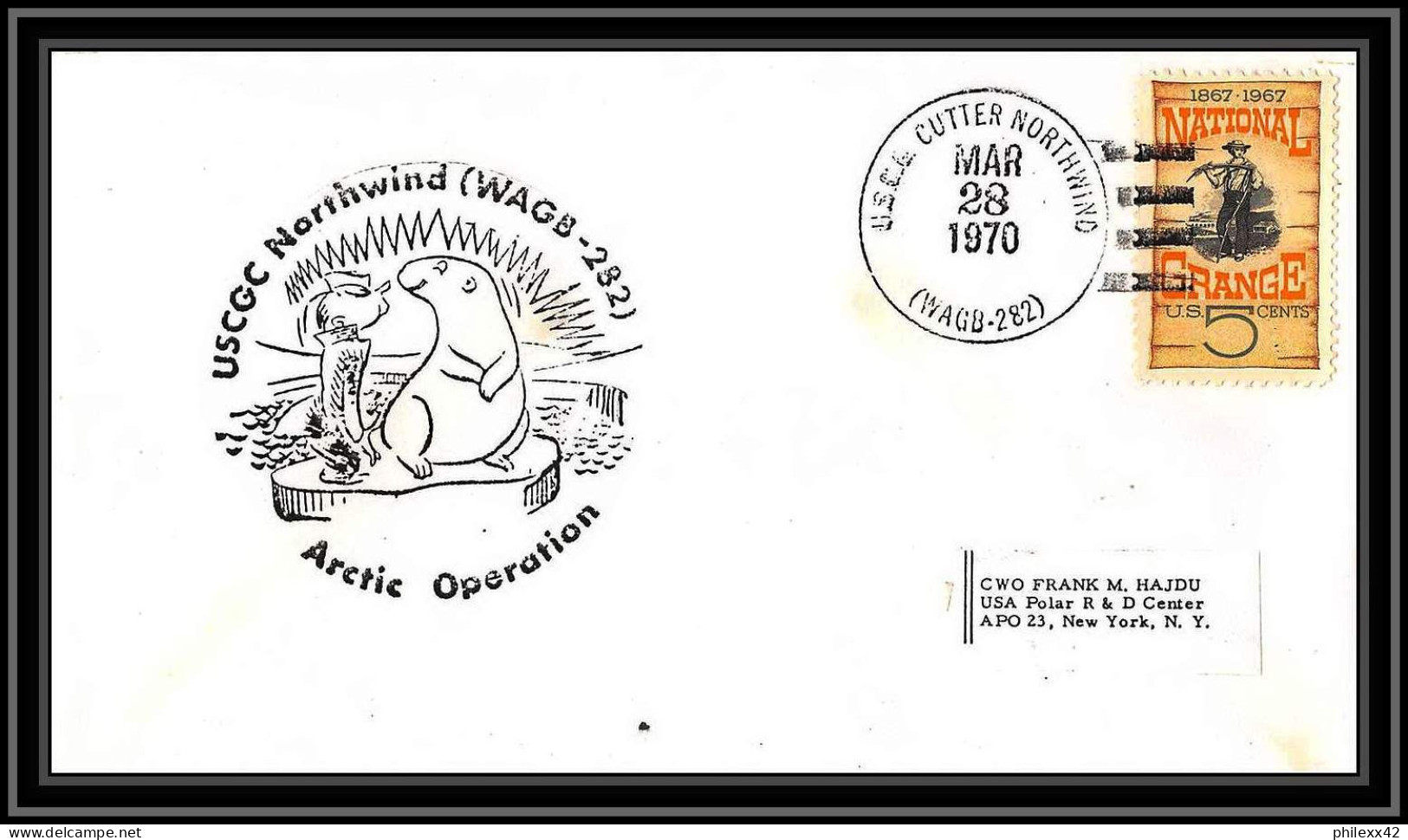 0992 Antarctic Polar Antarctica USA Lettre (cover) 28/03/1970 USCGC NORTHWIND WAGB 232 - Brieven En Documenten