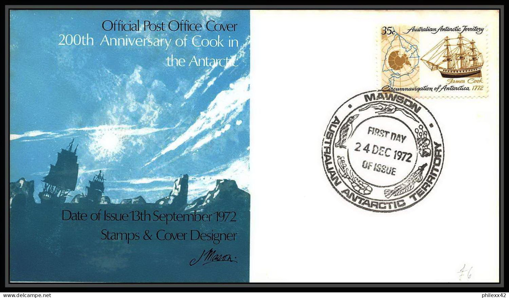 0974 Antarctic Polar Antarctica Australian Antarctic Territory Lettre (cover) Bateau (bateaux Ship Ships) Cook 1972 - Brieven En Documenten