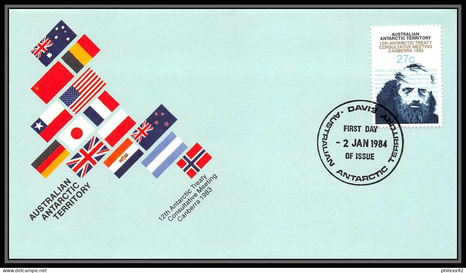 0972 Antarctic Polar Antarctica Australian Antarctic Territory Lettre (cover) 12 Th Antarctic Treaty 1983 2 Dates - Lettres & Documents