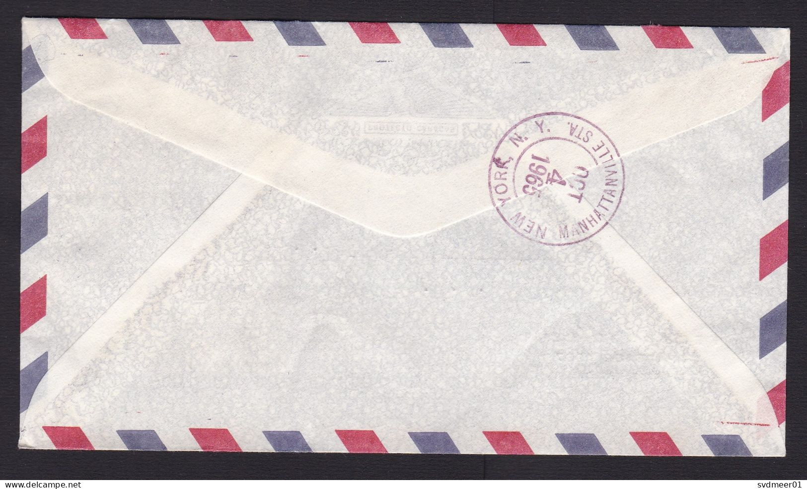 Venezuela: Registered Airmail Cover To USA, 1965, 4 Stamps, Value Overprint 1944 (minor Damage) - Venezuela